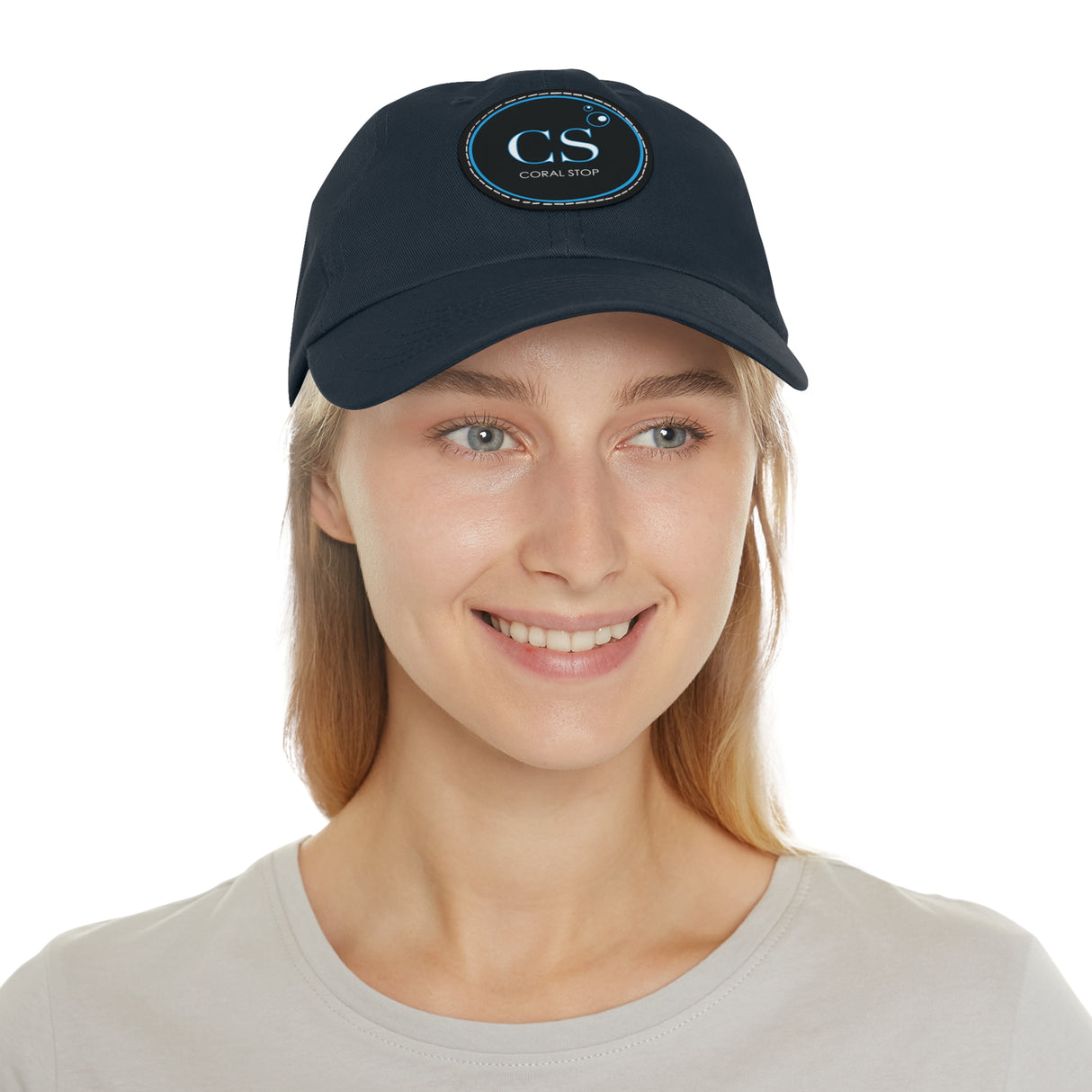 CORAL STOP CIRCLE LOGO LEATHER PATCH HAT